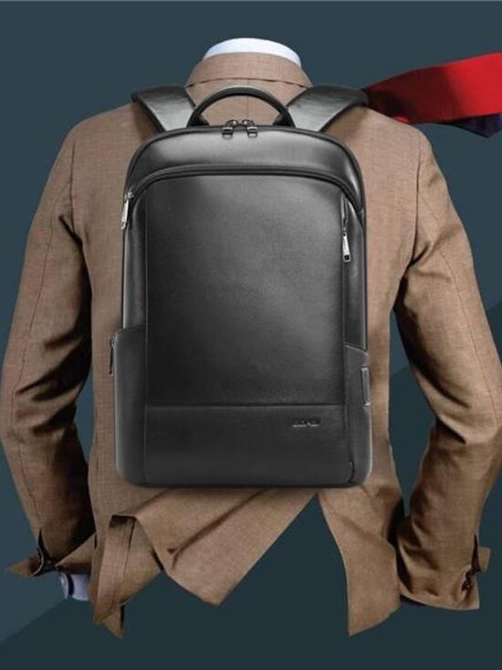 Unisex Slim Genuine Leather Laptop Backpack Men for 15-15.6 inch Business Smart - Picture 1 of 7